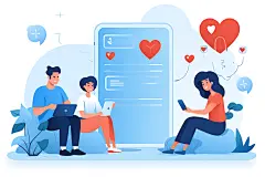 社交软件企业文化互联网扁平风插画