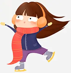 滑冰的手绘卡通女孩高清素材 冬天滑冰 冬季 卡通手绘 女孩 滑冰 装饰图案 免抠png 设计图片 免费下载