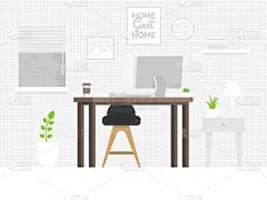 办公室,设计师,极简构图,书房,商务,计算机,技术,椅子,装饰物,植物