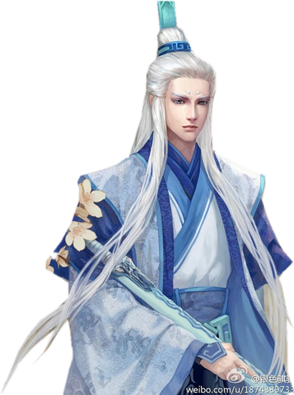 白发蓝衣师尊