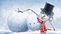 General 2560x1440 drawing snow winter snowman top hats branch carrots snowflakes