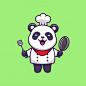 可爱的大熊猫厨师，卡通矢量图插画矢量图素材