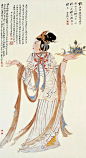 张大千最拿手的仕女与菩萨图，大美！
张大千 散花女 1938年