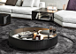 JEFF | COFFEE TABLES -  EN : Designed to resemble an oversize tray, Jeff is a swivel low table, 120 cm in diameter, which makes a striking impression.