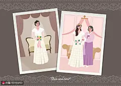 婚纱女士照片留念前后对比人物插画 人物插画 卡通男女_3162257874