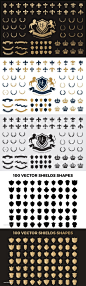 奢侈花边纹章徽标设计组成套件 Heraldic Crest Logos elements set_背景底纹_乐分享素材网_psd素材_平面素材_png素材_免费素材_素材共享平台
