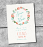 Rustic Floral Save the Date - Printable Wedding Announcement Card by Itsy Belle