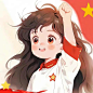 红色，头像，插画