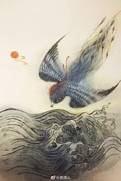 山海經-精衛：又北二百里，曰發鳩之山，其上多柘木。有鳥焉，其狀如烏，文首、白喙、赤足，名曰精衛，其鳴自詨。是炎帝之少女，名曰女娃，女娃遊于東海，溺而不返，故為精衛，常銜西山之木石，以堙于東海。漳水出焉，東流注于河。