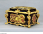 Casket Antoine Foullet (1710 - 1775) France c. 1755  late 19th century (velvet lining) Oak, turtleshell, première-partie Boulle marquetry of brass and turtleshell, pink silk, gilt bronze, crimson velvet, gold braid, brass and steel Object size: 35.5 x 56.