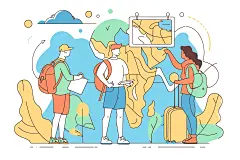 扁平风旅游自然手绘插画