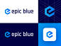 Epic Blue - Logo Design Exploration epic security navigate negative space gradient logo app icon blue corporate logotype intelligent location data iot logo grid hexagon e letter logo identity logo designer logo design branding logo