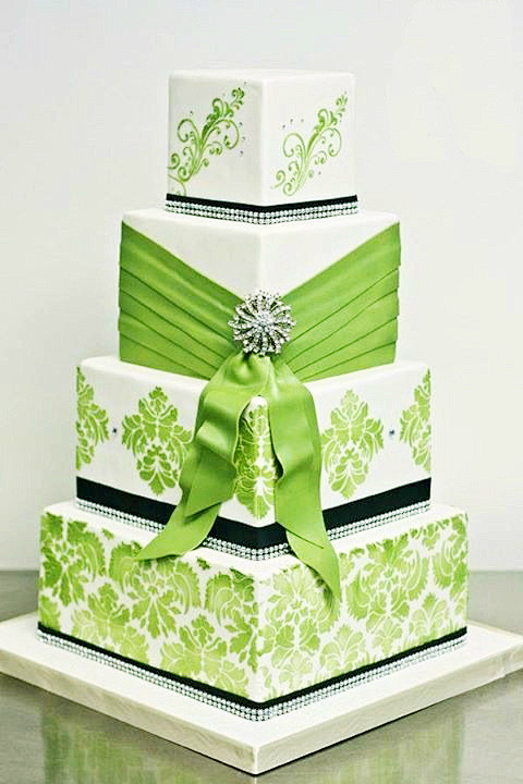 绿色婚礼蛋糕,奢华大气,