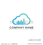 music cloud brand company template logo logotype vector art illustration