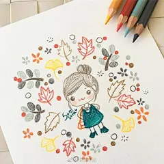 小清新漂亮女孩，彩铅手绘【插画师：Sorssora】 ​@插画印象 ​​​​