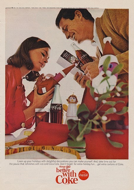 60年代幸福甜蜜的可口可乐的广告。 ​​...