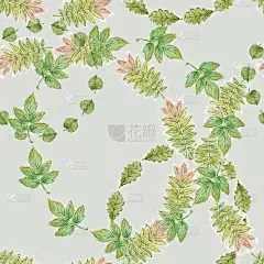 夏叶花环无缝模式孤立在中性背景。