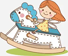 卡通免抠素材_新图网 https://ixintu.com 人物 动漫 卡通 女孩 木马