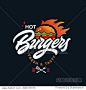 Hot burgers vector logo, fast food, lettering