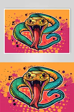 AI数字艺术蛇年漫画风插画