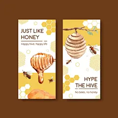 Free vector flyer template with honey for brochure and leaflet watercolor