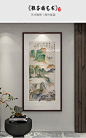 新中式玄关装饰画张大千水墨山水风景国画走廊过道楼梯间风水挂画-tmall.com天猫