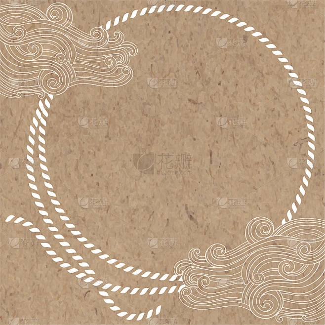 Marine vector background of rope, waves and place 素材-花瓣网