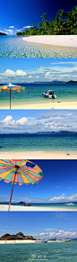 【泰国 情迷蓝钻岛】缓的白色沙滩，从透明渐变到深蓝的海水，这个美丽的袖珍海岛，就像一颗钻石镶嵌的安达曼海上。
