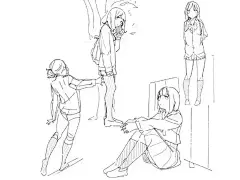 适合新手临摹的女性动态姿势线稿插画图片壁纸