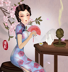 吃樱桃的小绵羊采集到插画素材