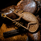 Chameleon : Jackson's chameleon or three-horned chameleon (Trioceros jacksonii) is a species of chameleon (family Chamaeleonidae) native to East Africa, but also introduced to Hawaii, Florida, and California. The chameleon horn is from 925 silver and it c