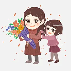 感恩节送花给母亲图片大小2000x2000px 图片尺寸2.26 MB 来自PNG搜索网 pngss.com 免费免扣png素材下载！各式各样的花#卡通手绘#开心#手舞足蹈的女孩#温暖感恩节#温馨幸福#五颜六色#一大捧鲜花#