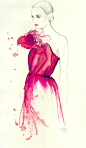 Time to Blossom, print from original watercolor and pen fashion illustration by Jessica Durrant