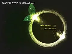 绚丽的圆形和绿叶插画插画|光点|花边|花边素材|花纹|花纹素材|绿叶|墨绿色背景|矢量素材|墨绿色背景素材|墨绿色背景图|墨绿色变幻线条背景图|深墨绿色背景素材