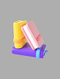 3D粉色C4D立体卡通书本教育培训