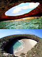 [] marietas islands——在小岛肚子里的海滩，位于墨西哥。简直太美了！向往的童鞋举个爪！