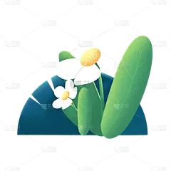 植物系列扁平花草丛植物贴纸素材-花瓣网