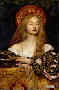 英国前拉斐尔画派画家Frank Cadogan Cowper 。他是一位多才的艺术家，一生的画作除了油画以外，还有水彩画和插图等。Frank Cadogan Cowper 曾担任皇家水彩协会的会员和皇家学院的副教授。他主张回归到15世纪意大利文艺复兴初期的，画出大量细节、并运用强烈色彩的画风。