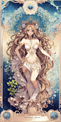 Goddess Venus， Card border， abstract artistic， Alphonse Mucha （tmasterpiece， best qualtiy， A high resolution： 1.4），4K， Color splattering， Line art， Fibonacci，,<lora:Nardack Style:1>