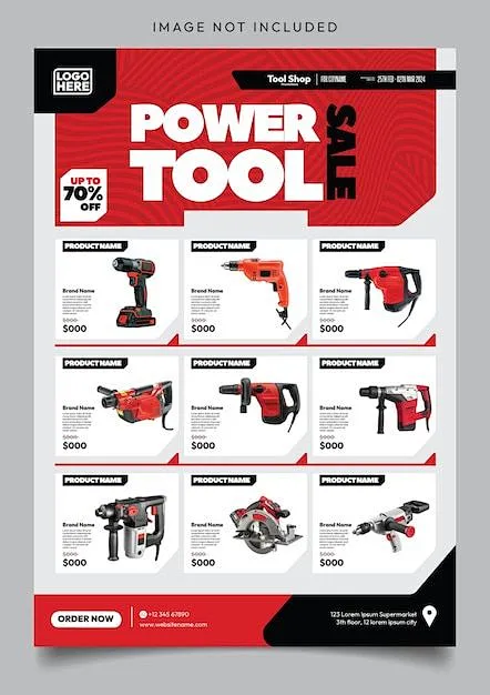 Premium Vector | Tool shop product promotion catalog flyer template-花瓣网