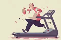 努力减脂肥胖人物运动减肥插画图片