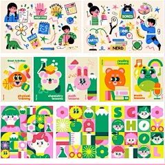 幼儿插画贴纸童真趣味卡通扁平化标签 - 小红书