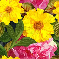 菊花,黄色,四方连续纹样,插画,华丽的,壁纸,模板,草,自然美,复古