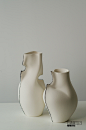 【新捏一下】元素山丘原创设计现代简约家居装饰陶瓷花瓶纯白手绘