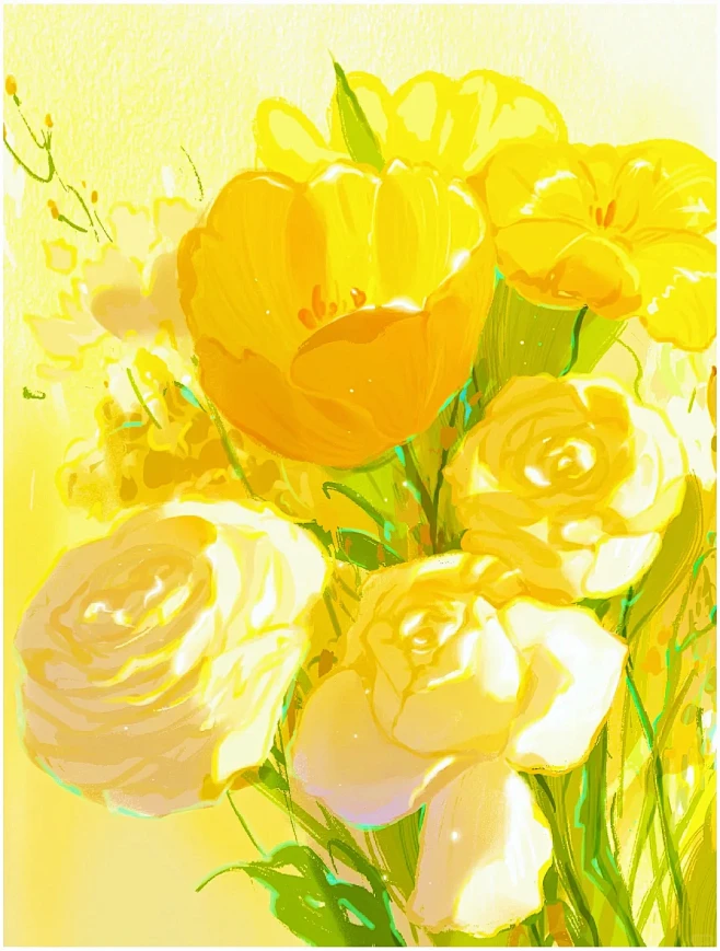 procreate插画｜画一束春天的花-花瓣网