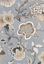 Hot House Flowers - Mineral traditional upholstery fabric@北坤人素材