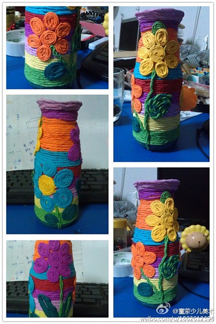 上周补课，我也跟着孩子们一起做装饰花瓶。...