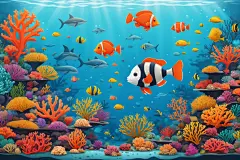 小车海洋插画图片