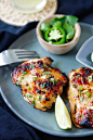 Easy and quick Chipotle Lime Chicken with chipotle chili, lime juice, garlic and cilantro in serving dish.