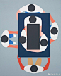 Geoff McFetridge，美国插画师，他从日常生活中抽离出最纯粹的场景，用简单的色彩和几何图形创造了的犹如Logo一般极简的，颇具深意的，却可以激起广泛共鸣的视觉图像。#求是爱设计# ​​​​